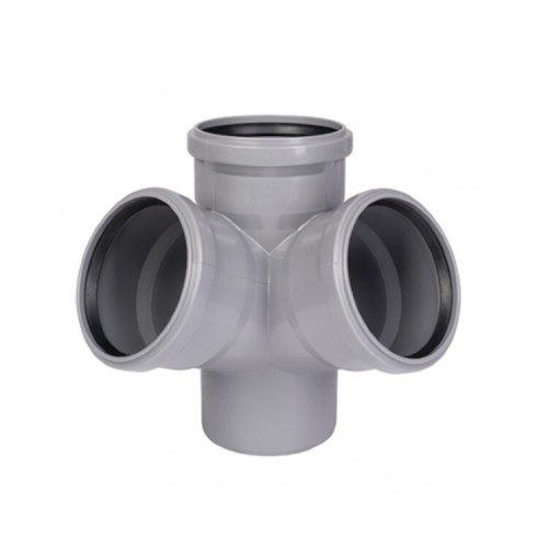Крестовина PP-H двухплоскостная серая Дн 110-110-110 б/нап в/к VALFEX в Уфе