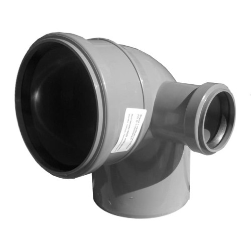 Отвод канализационный PP-H с выходом левый серый Дн 110-50 45гр б/нап в/к RTP (РосТурПласт) в Уфе