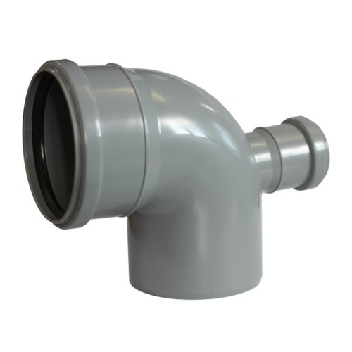Отвод канализационный PP-H с выходом фронтально-тыльный серый Дн 110-50 87гр б/нап в/к VALFEX в Уфе