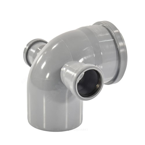 Отвод канализационный PP-H с выходом левый и правый серый Дн 110-50 45гр б/нап VALFEX в Уфе