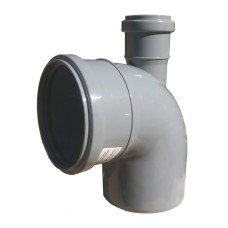 Отвод канализационный PP-H Дн 110-50 87гр с выходом фронтально-вверх серый б/нап в/к RTP (РосТурПласт)