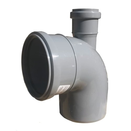 Отвод канализационный PP-H Дн 110-50 87гр с выходом фронтально-вверх серый б/нап в/к RTP (РосТурПласт) в Уфе