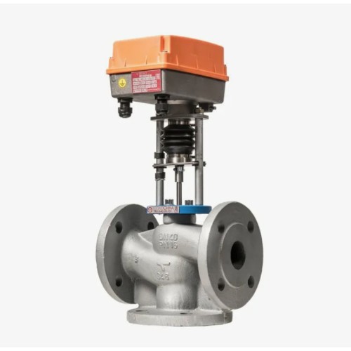 Клапан регулирующий чугуный смесительно-разделительный с электроприводом фланцевый 1,6 МПа TRV-3 Теплосила 80х310 мм в Уфе