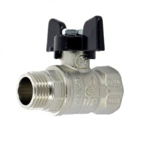 Кран запорный латунный полнопроходной с ручкой-бабочкой ВР-НР Ру 64 Bugatti 307 Bugatti 15 мм 1/2" в Уфе