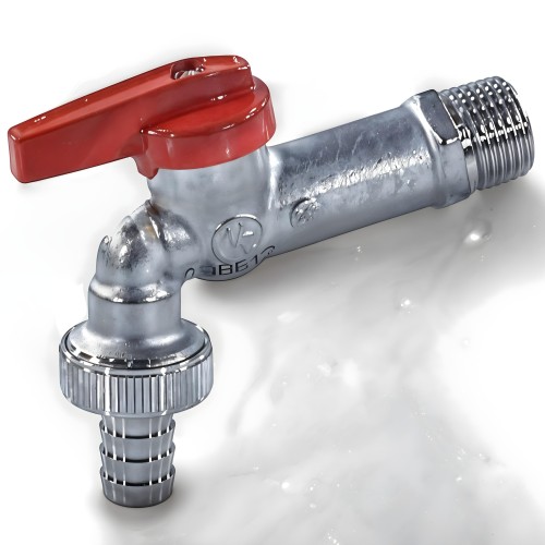 Кран водоразборный латунный стандартнопроходной с ручкой-бабочкой НР-штуцер Ру 10,5 R619 Giacomini 15 мм 1/2" в Уфе