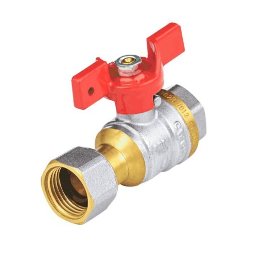 Кран запорный латунный полнопроходной с ручкой-бабочкой ВР-накидная гайка Ру 40 Aquasfera 1022 Aquasfera 15 мм 1/2" в Уфе