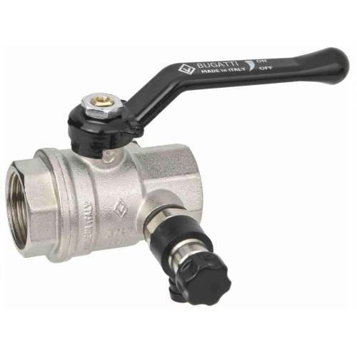 Кран шаровый латунный со спускником полнопроходной с ручкой-рычагом ВР (ВН) Ру 64 Bugatti 330 Bugatti 15 мм 1/2" в Уфе