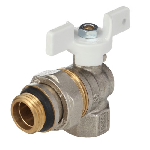 Кран запорный латунный угловой стандартнопроходной с ручкой-бабочкой ВР-накидная гайка Ру 30 Aquasfera Standard 1123 Aquasfera 20 мм 3/4" в Уфе