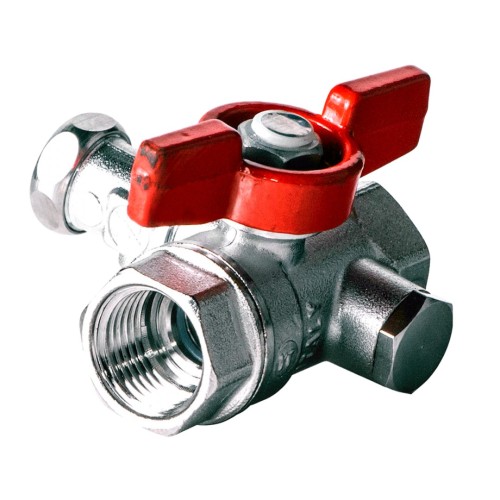 Кран шаровый латунный со спускником стандартнопроходной с ручкой-бабочкой ВР (ВН) Ру 42 R251S Giacomini 15х59 мм 1/2" в Уфе