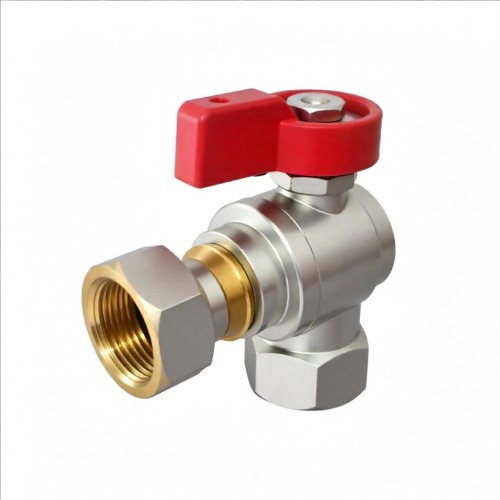 Кран шаровый латунный угловой полнопроходной с ручкой-флажком НР-накидная гайка Ру 16 R780 Giacomini 15х65 мм 1/2" в Уфе