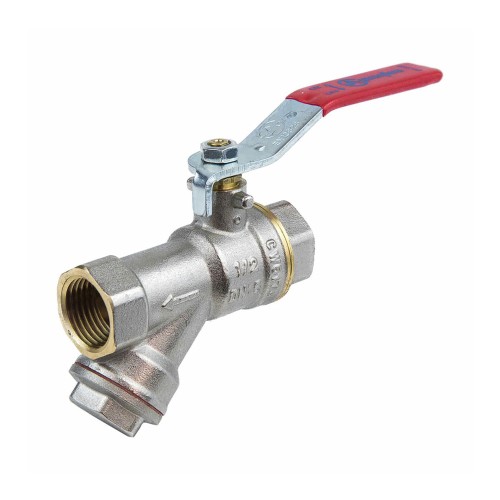 Кран запорный латунный с фильтром полнопроходной с ручкой-рычагом ВР (ВН) Ру 25 BV.631 MVI 15 мм 1/2" в Уфе