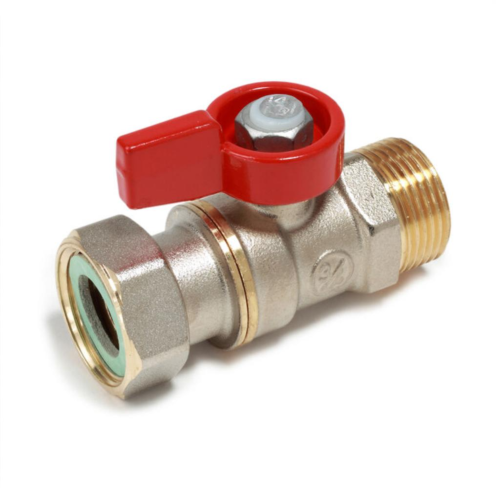 Кран запорный латунный стандартнопроходной с ручкой-флажком НР-накидная гайка Ру 16 R254 Giacomini 15х70 мм 1/2" в Уфе