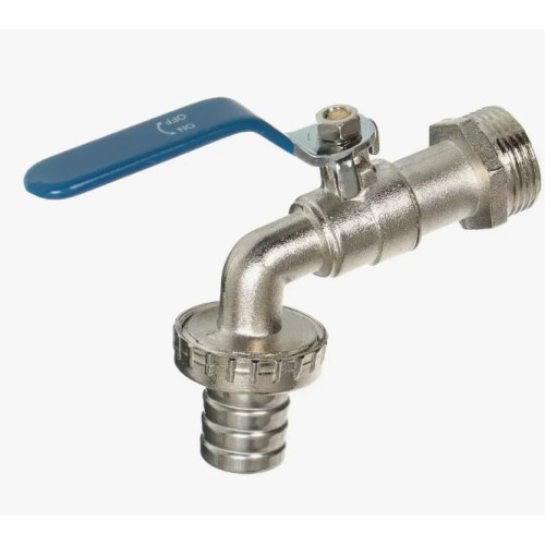 Кран водоразборный латунный стандартнопроходной с ручкой-рычагом НР-штуцер Ру 40 RTP (РосТурПласт) 16 мм 3/4" в Уфе