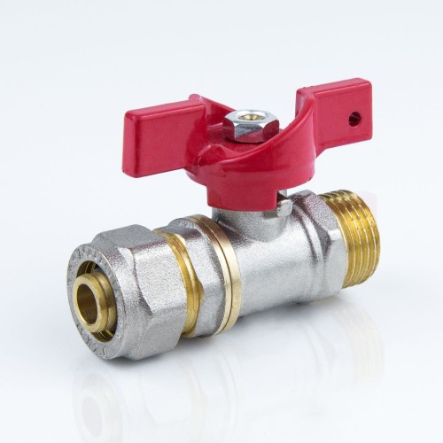 Кран запорный латунный полнопроходной с ручкой-бабочкой ВР-американка Ру 40 BVR-FR Ридан 15 мм 1/2" в Уфе