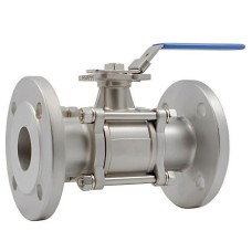 Кран запорный нержавеющий фланцевый полнопроходной ручка-рычаг Ру 16 AISI 316 Rushwork 7528 Rushwork 65х170 мм