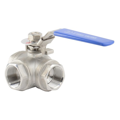 Кран запорный трехходовой нержавеющий ВР (ВН) стандартнопроходной ручка-рычаг Ру 40 AISI 304 NK 32х119 мм 1 1/4" в Уфе