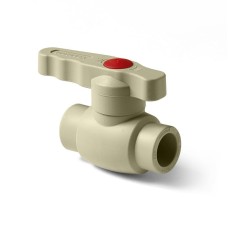 Кран полипропиленовый PP-R запорный прямой стандартнопроходной с внутренней пайкой серый ручка-рычаг Ру 10 Wavin Ekoplastik 25 мм ГОСТ 32415-2013