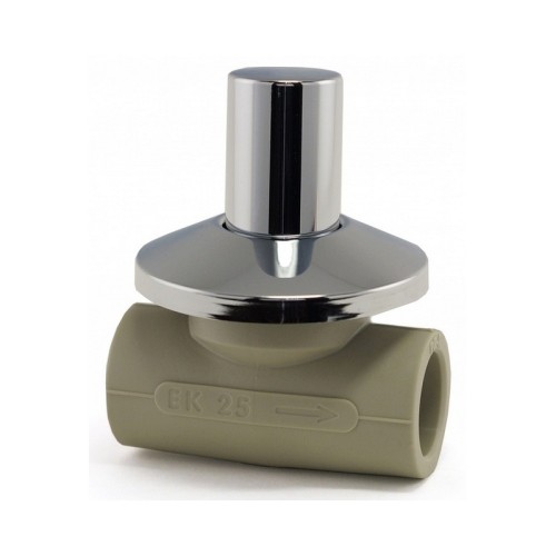 Кран полипропиленовый PP-R запорный прямой стандартнопроходной с внутренней пайкой серый ручка-вентиль Ру 10 Wavin Ekoplastik 20 мм ГОСТ 32415-2013 в Уфе