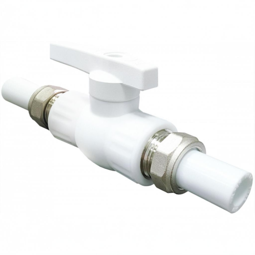 Кран полипропиленовый PP-R запорный прямой полнопроходной с внутренней пайкой белый ручка-рычаг Ру 25 VALFEX 25 мм ГОСТ 32415-2013 в Уфе