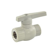 Кран полипропиленовый PP-R запорный прямой стандартнопроходной с внутренней пайкой серый ручка-рычаг Ру 10 Ultra Pro Aqua 50 мм ГОСТ 32415-2013