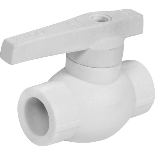 Кран полипропиленовый PP-R запорный прямой стандартнопроходной с внутренней пайкой белый ручка-рычаг Ру 25 VALFEX 40 мм ГОСТ 32415-2013 в Уфе