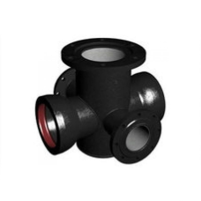 Крест с пожарной подставкой раструб-фланец ППКРФ ВЧШГ с ЦПП Ду 300-100