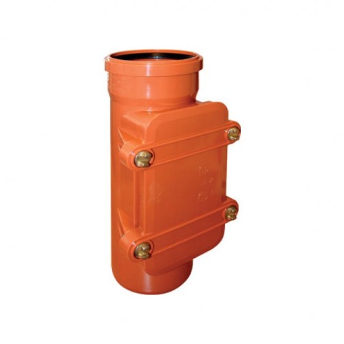 Ревизия НПВХ (ПВХ) с раструбом Дн 125 коричневая безнапорная в комплекте с крышкой Ostendorf KGRE в Уфе