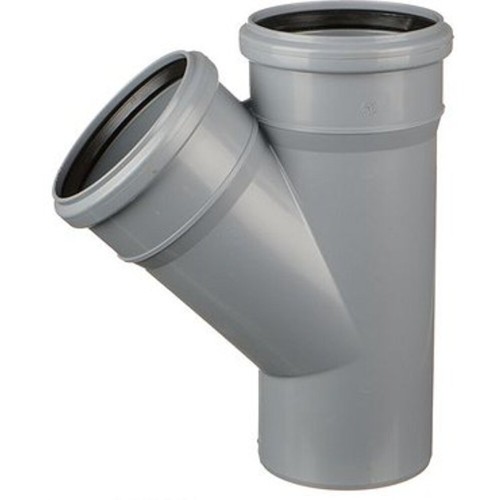 Тройник НПВХ (ПВХ) с раструбом серый Дн 110-110 45гр безнапорный в/к ТУ 6-49-33-92 Хемкор в Уфе