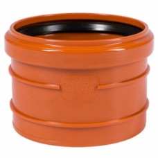 Муфта НПВХ (ПВХ) насадная Дн 200 безнапорная коричневая в/к п/клей Ostendorf KGAM