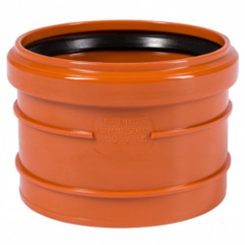 Муфта НПВХ (ПВХ) насадная Дн 200 безнапорная коричневая в/к п/клей Ostendorf KGAM в Уфе