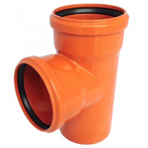 Тройник НПВХ (ПВХ) с раструбом Дн 160-110 87гр коричневая безнапорный в/к Хемкор в Уфе