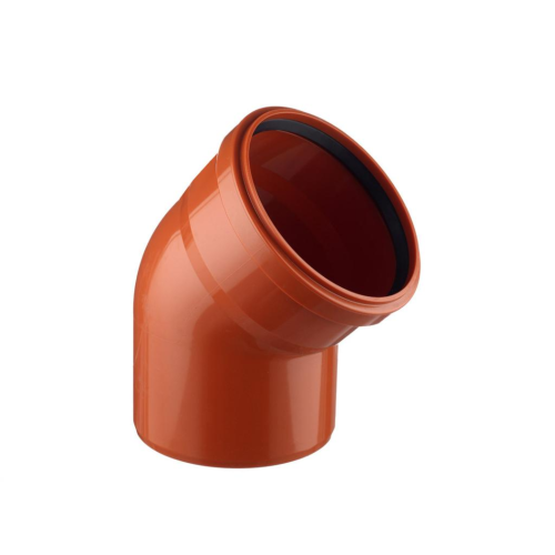 Отвод НПВХ (ПВХ) с раструбом Дн 110 45гр коричневый безнапорный в/к Aquaviva в Уфе