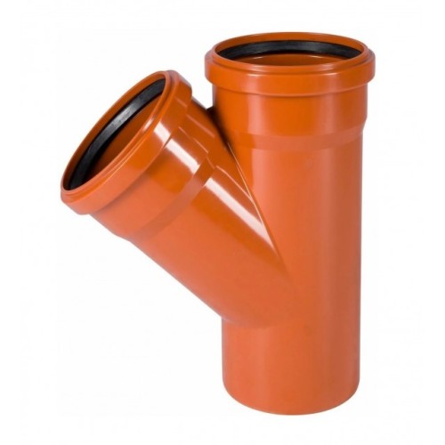 Тройник НПВХ (ПВХ) с раструбом Дн 315-200 45гр коричневый безнапорный в/к Ostendorf KGEA в Уфе