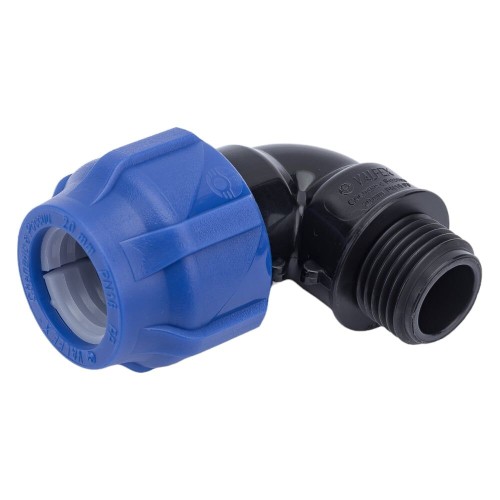 Отвод ПЭ компрессионный Дн 32-3/4" 90гр Ру-16 НР (НАР) RTP (РосТурПласт) в Уфе