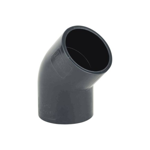 Отвод ПВХ клеевой Дн 90 45гр Ру-16 серый напорный Aquaviva в Уфе