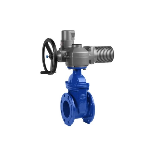 Задвижка чугунная фланцевая с электроприводом AUMA SA16.2 380В и обрезиненным клином KR12 500 мм в Уфе