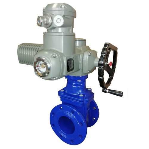 Задвижка чугунная фланцевая с электроприводом AUMA SA14.2 380В и обрезиненным клином KR12 125 мм в Уфе